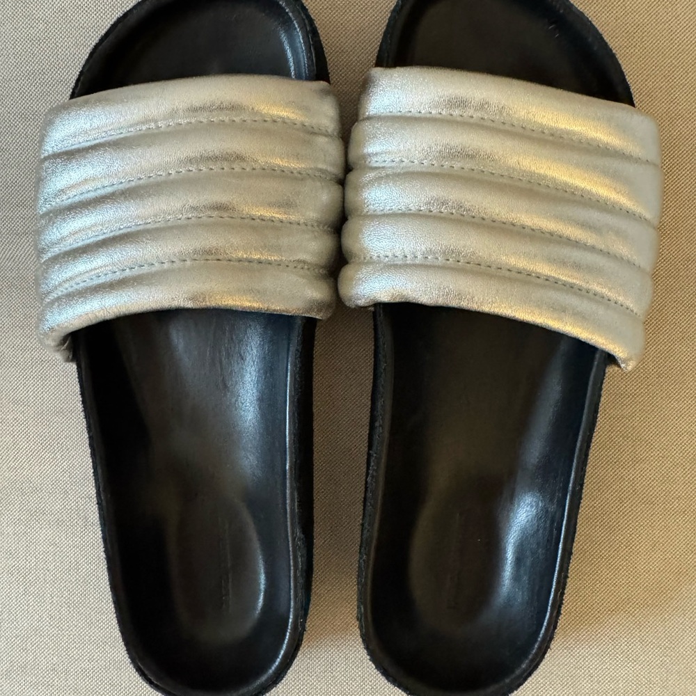 Isabel Marant Metallic Silver Slide Sandals - Very good condition